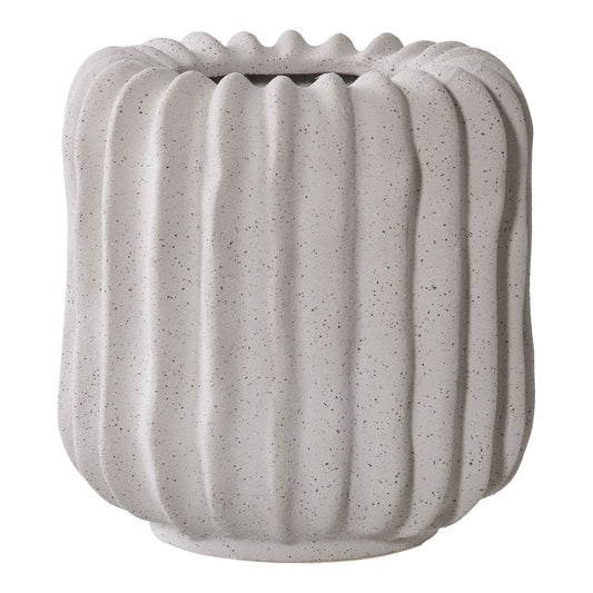 Blumentopf aus Keramik und Beton, Grau, 15,5 × 15,5 × 16 cm | VIA X SELECTION