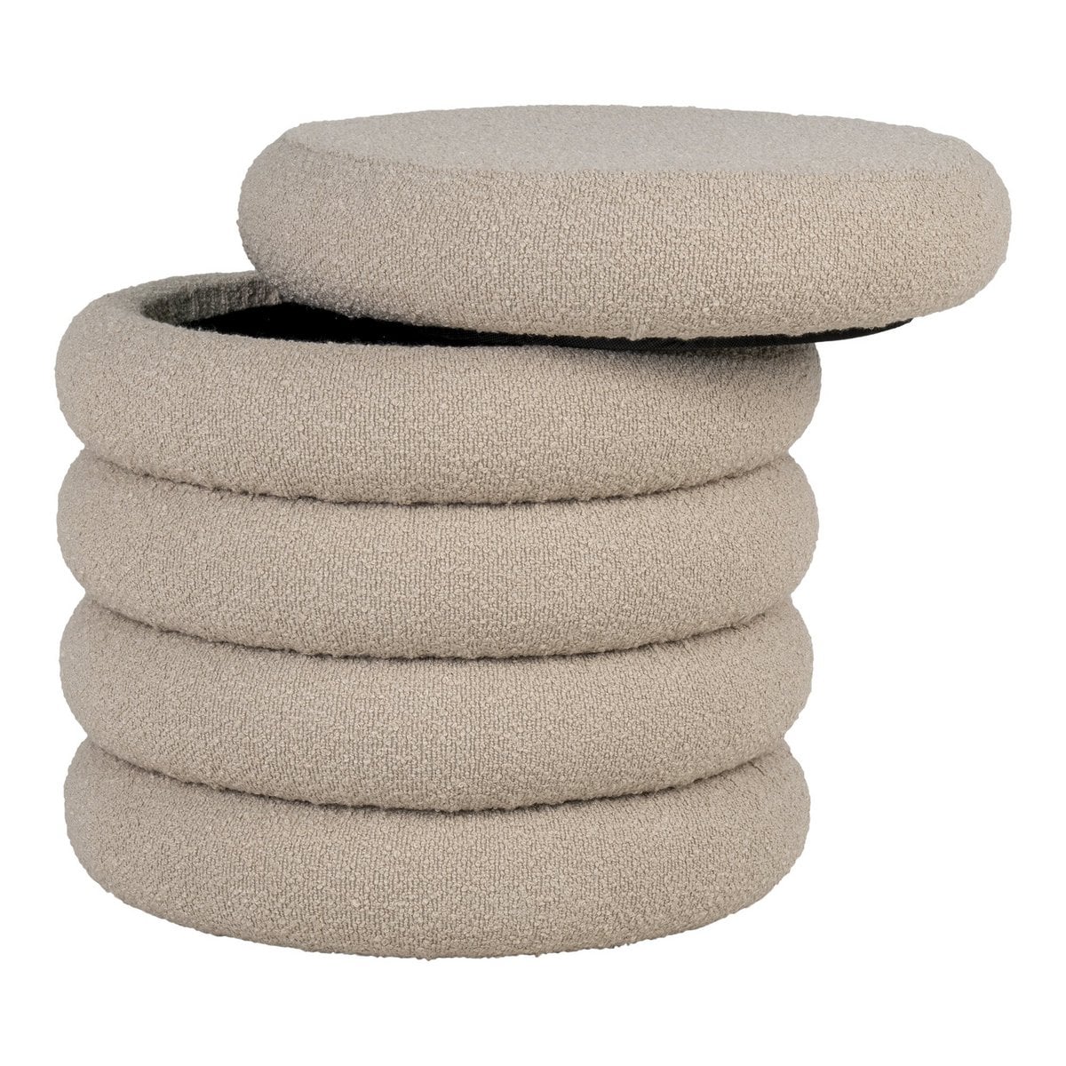 Beiger Bouclé-Pouf mit Stauraum | VIA X SELECTION