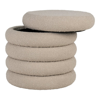 Beiger Bouclé-Pouf mit Stauraum | VIA X SELECTION