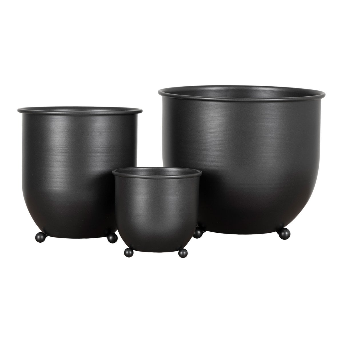 Blumentopf-Set aus Metall, Schwarz, 3-teilig | VIA X SELECTION