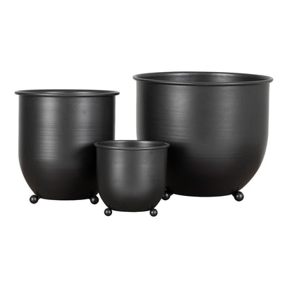 Blumentopf-Set aus Metall, Schwarz, 3-teilig | VIA X SELECTION