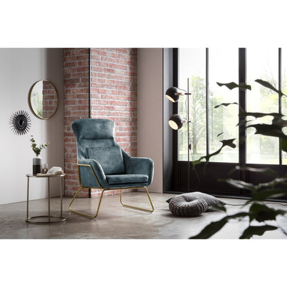 Relaxsessel aus Velours blau mit goldfarbenem Gestell | VIA X SELECTION