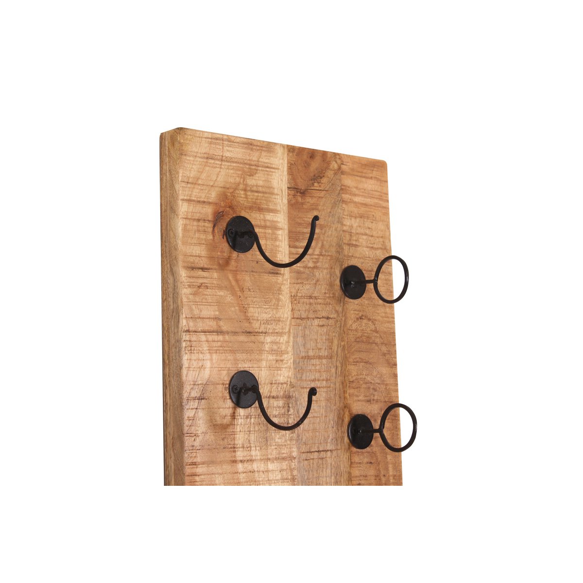 Wand-Weinregal aus Mangoholz und schwarzem Metall für 8 Flaschen, 16 × 33 × 148 cm | VIA X SELECTION