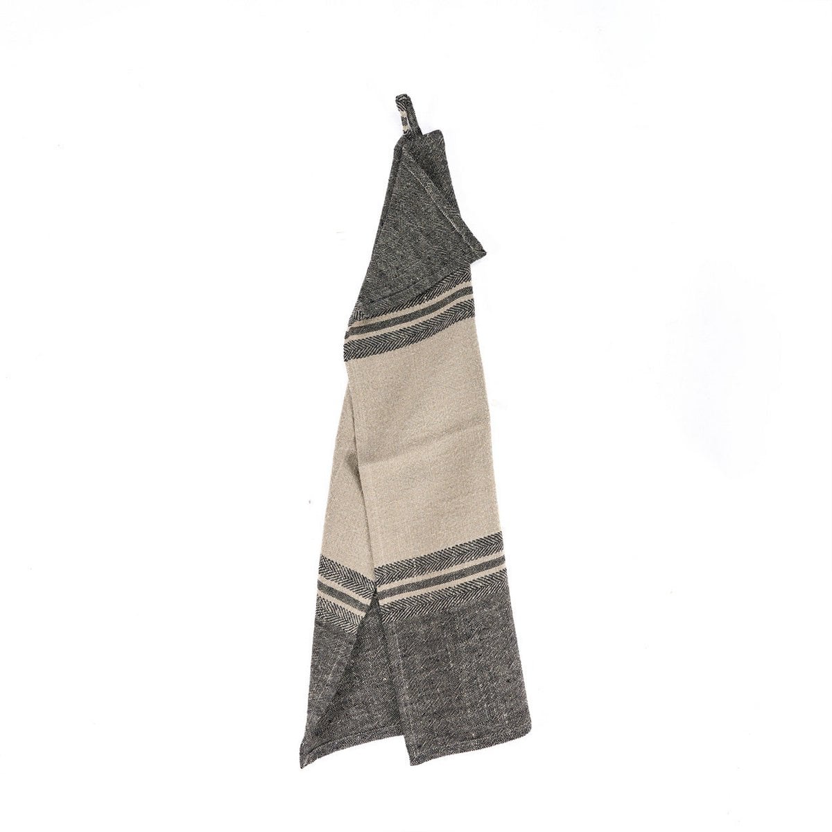 Leinen-Küchentuch in Natur und Schwarz, 50 × 70 cm | VIA X SELECTION