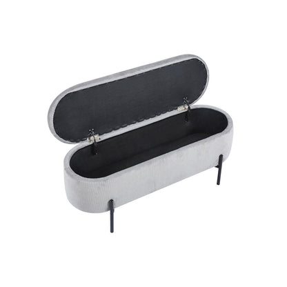 Bettbank aus Cord hellgrau 110 cm mit Stauraum | VIA X SELECTION