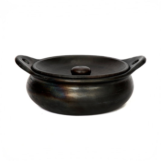 Flacher Serviertopf aus schwarzer Terrakotta | VIA X SELECTION