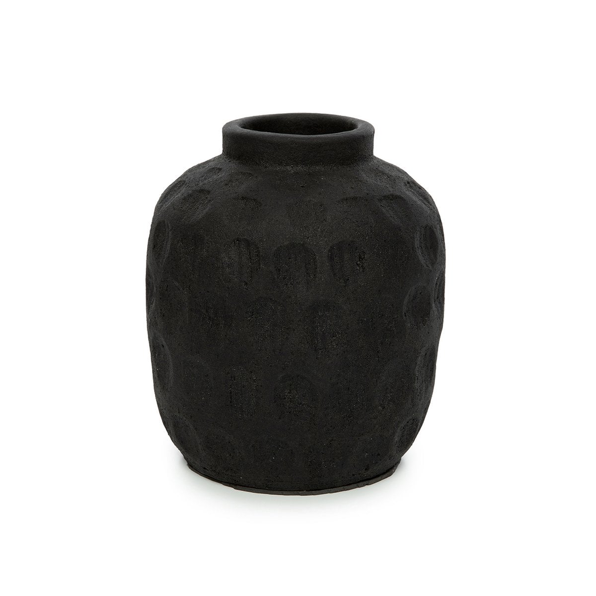 Schwarze Terrakotta-Vase in kompakter Form | VIA X SELECTION