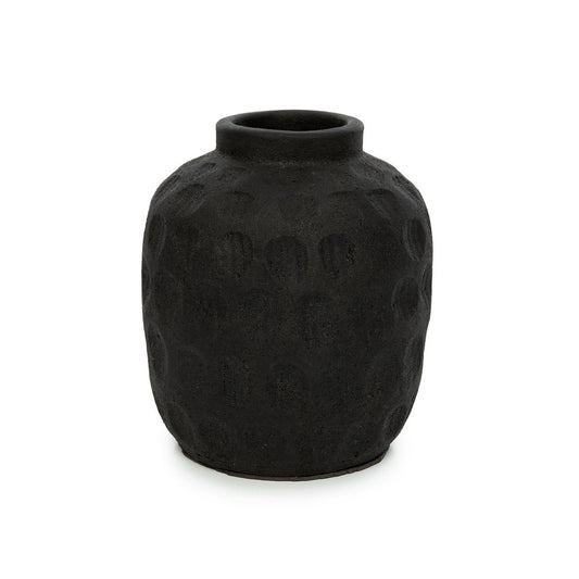 Schwarze Terrakotta-Vase in kompakter Form | VIA X SELECTION