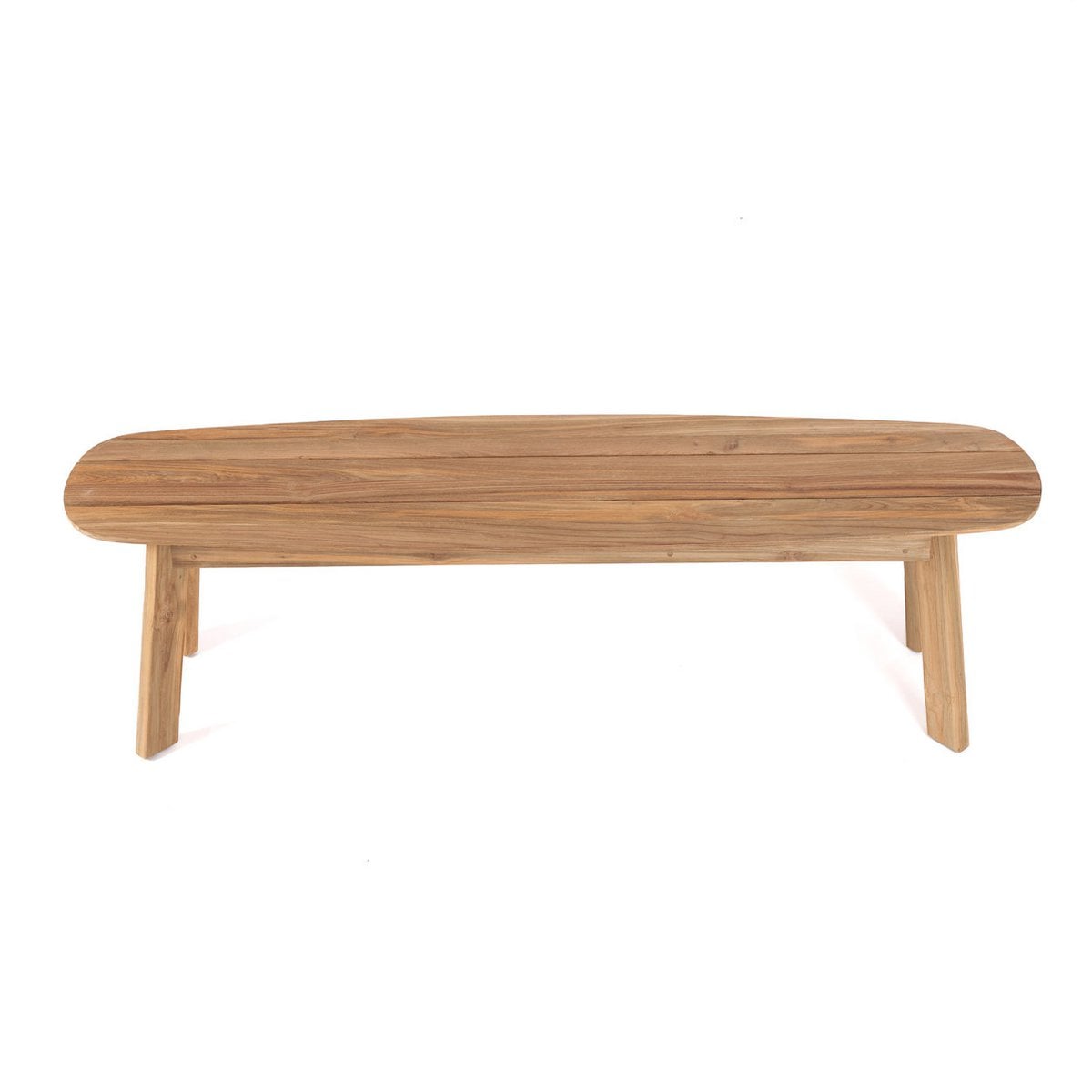 Outdoor-Sitzbank aus recyceltem Teakholz natur mit runder Form | VIA X SELECTION