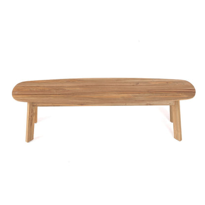 Outdoor-Sitzbank aus recyceltem Teakholz natur mit runder Form | VIA X SELECTION