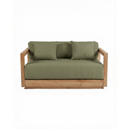 Outdoor-2-Sitzer aus recyceltem Teakholz mit Quick-Dry-Polstern in Algengrün | VIA X SELECTION