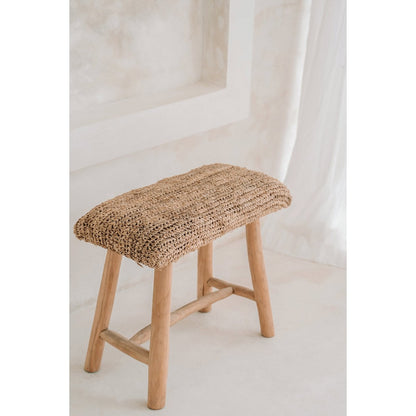 Sitzbank aus Raffia und Teakholz natur 60 cm | VIA X SELECTION