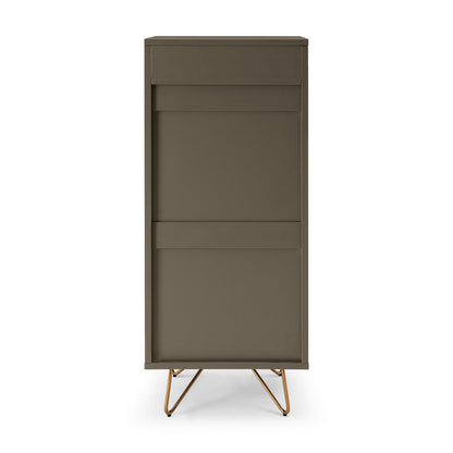 Hochkommode grau mit Spiegelklappe, 40 × 45 × 110 cm | VIA X SELECTION