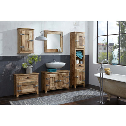 Wandspiegel aus Mangoholz mit Ablage, 70 × 69 cm | VIA X SELECTION