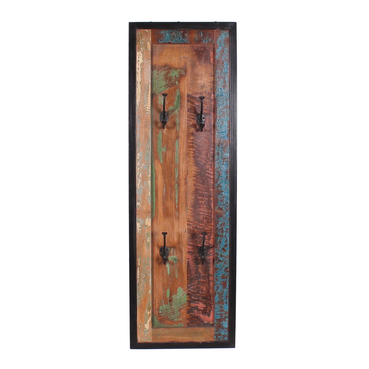 Wandgarderobe aus recyceltem Bootsholz mit 8 Haken, 35 × 8 × 110 cm | VIA X SELECTION