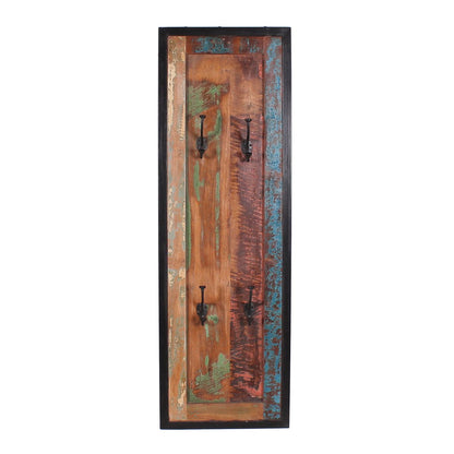 Wandgarderobe aus recyceltem Bootsholz mit 8 Haken, 35 × 8 × 110 cm | VIA X SELECTION