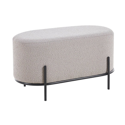 Polsterhocker aus Bouclé taupe mit rechteckiger Form | VIA X SELECTION