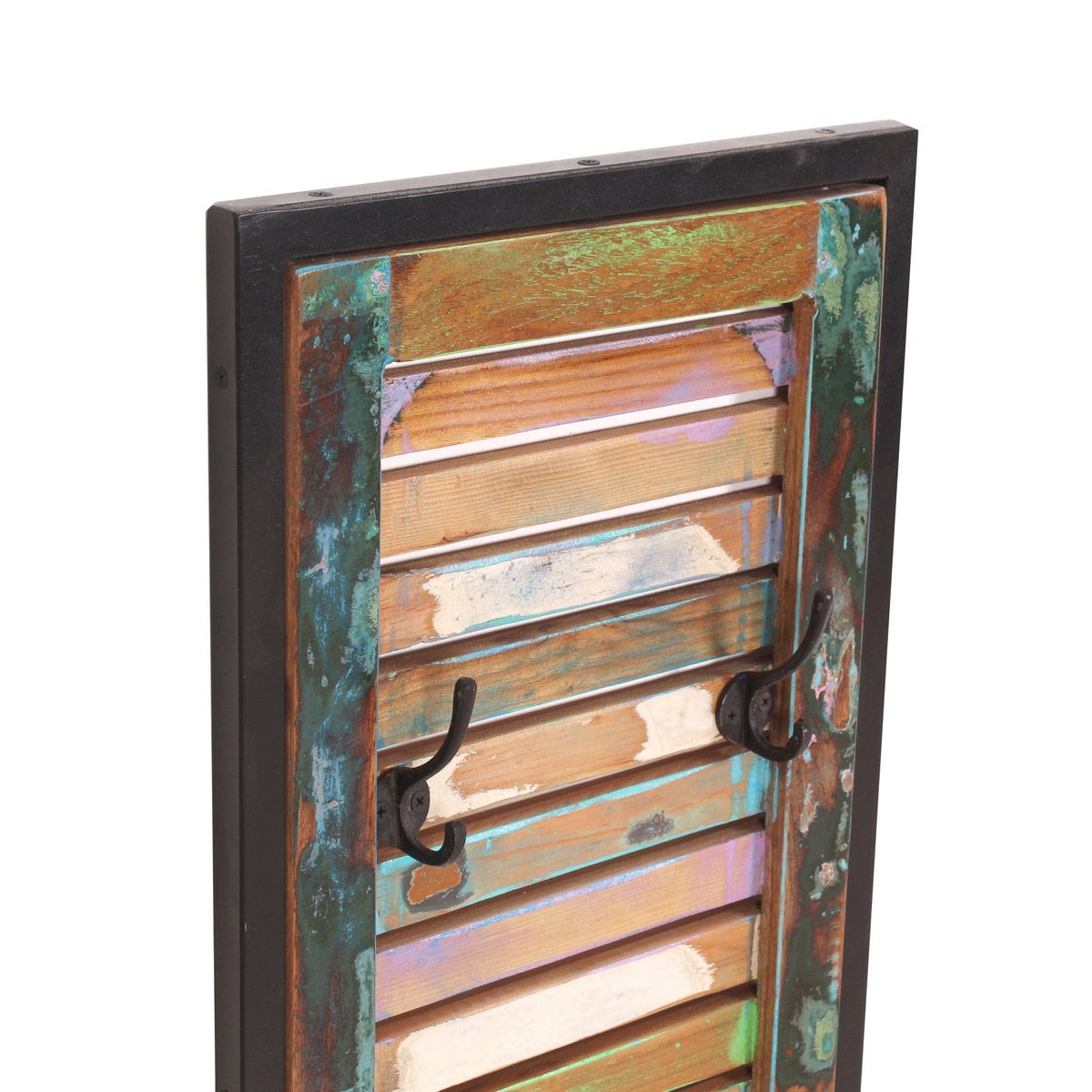 Wandgarderobe aus recyceltem Holz mit 8 Haken, 33 × 8 × 99 cm | VIA X SELECTION
