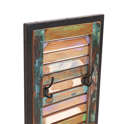 Wandgarderobe aus recyceltem Holz mit 8 Haken, 33 × 8 × 99 cm | VIA X SELECTION
