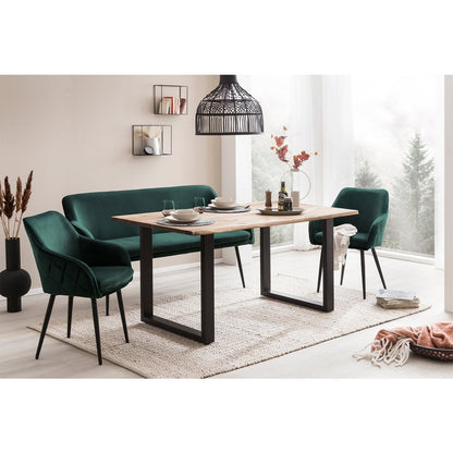 Sitzbank aus Samt dunkelgrün 160 cm mit Rautensteppung | VIA X SELECTION