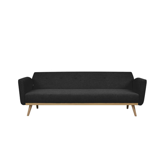 Schlafsofa in schwarzem Feinstrukturstoff mit Holzgestell | VIA X SELECTION
