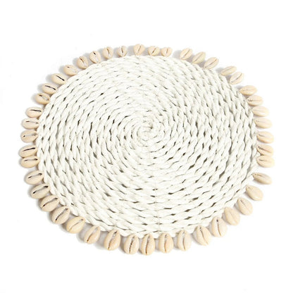 Seegras-Untersetzer mit Kaurimuscheln, Ø 23 cm | VIA X SELECTION