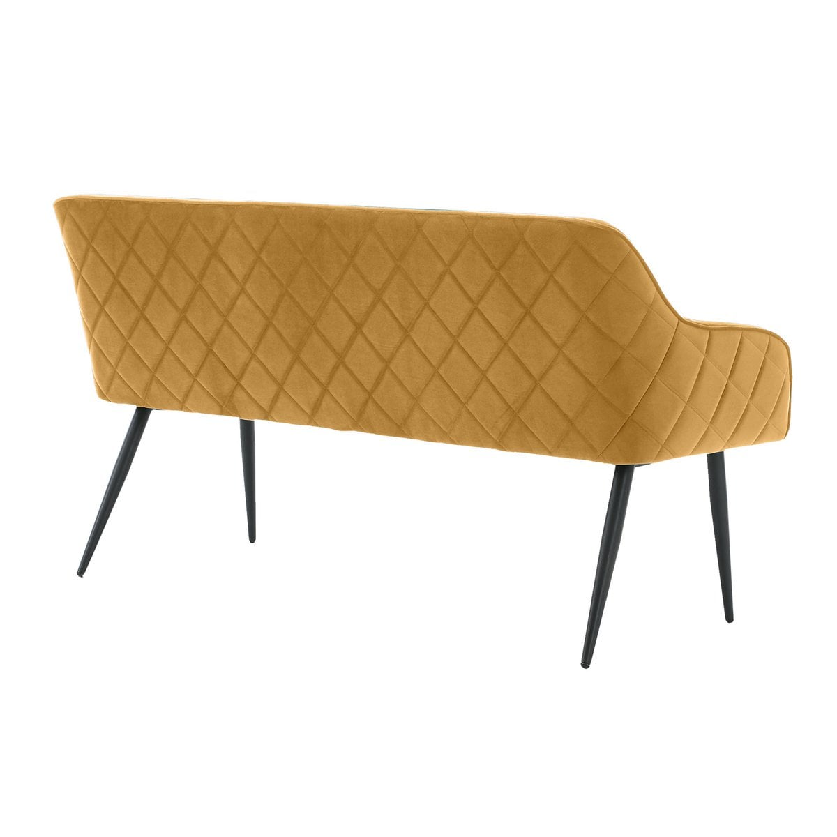 Sitzbank aus Samt senfgelb 160 cm mit Rautensteppung | VIA X SELECTION