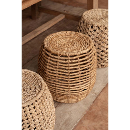 Geflochtener Hocker aus Bananenblatt natur mit Stauraum | VIA X SELECTION