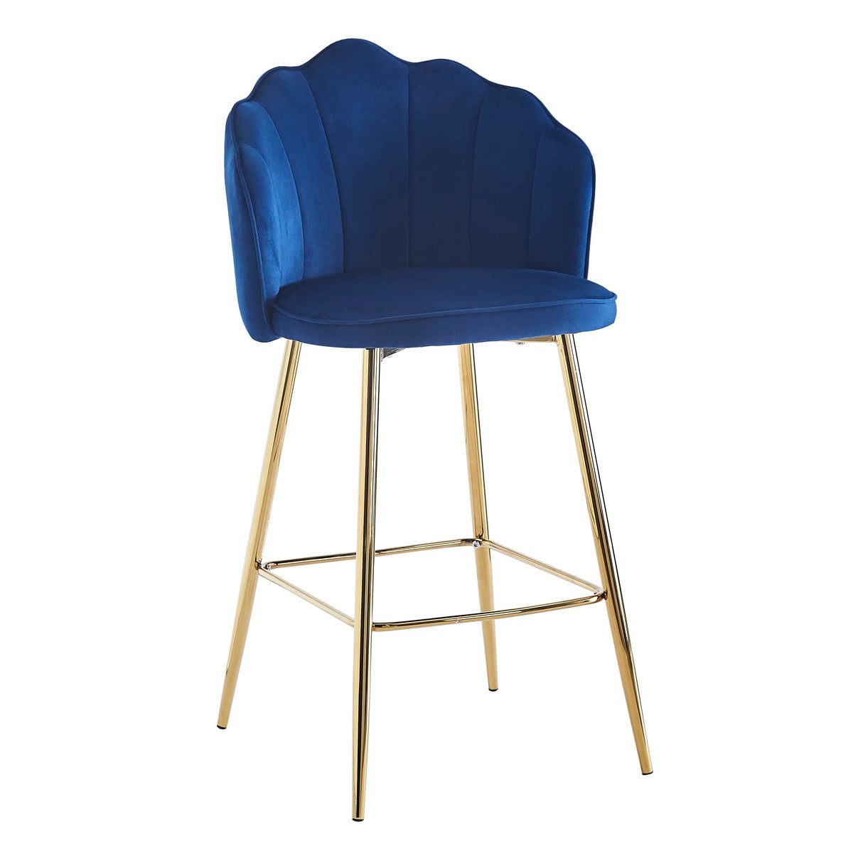 Barhocker im Muscheldesign aus Samt dunkelblau im 2er-Set | VIA X SELECTION