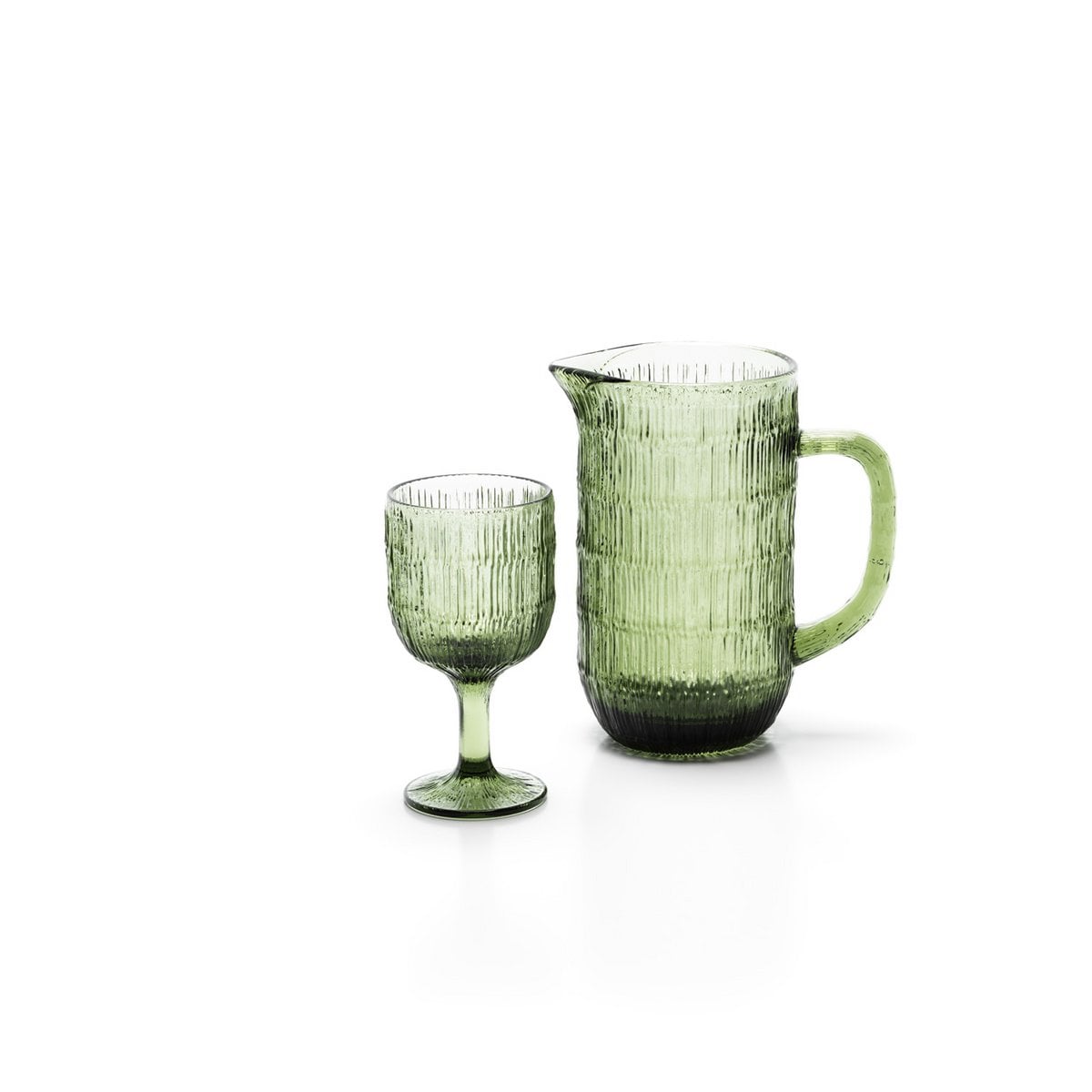 Krug aus grünem Rippglas 20,5 cm | VIA X SELECTION
