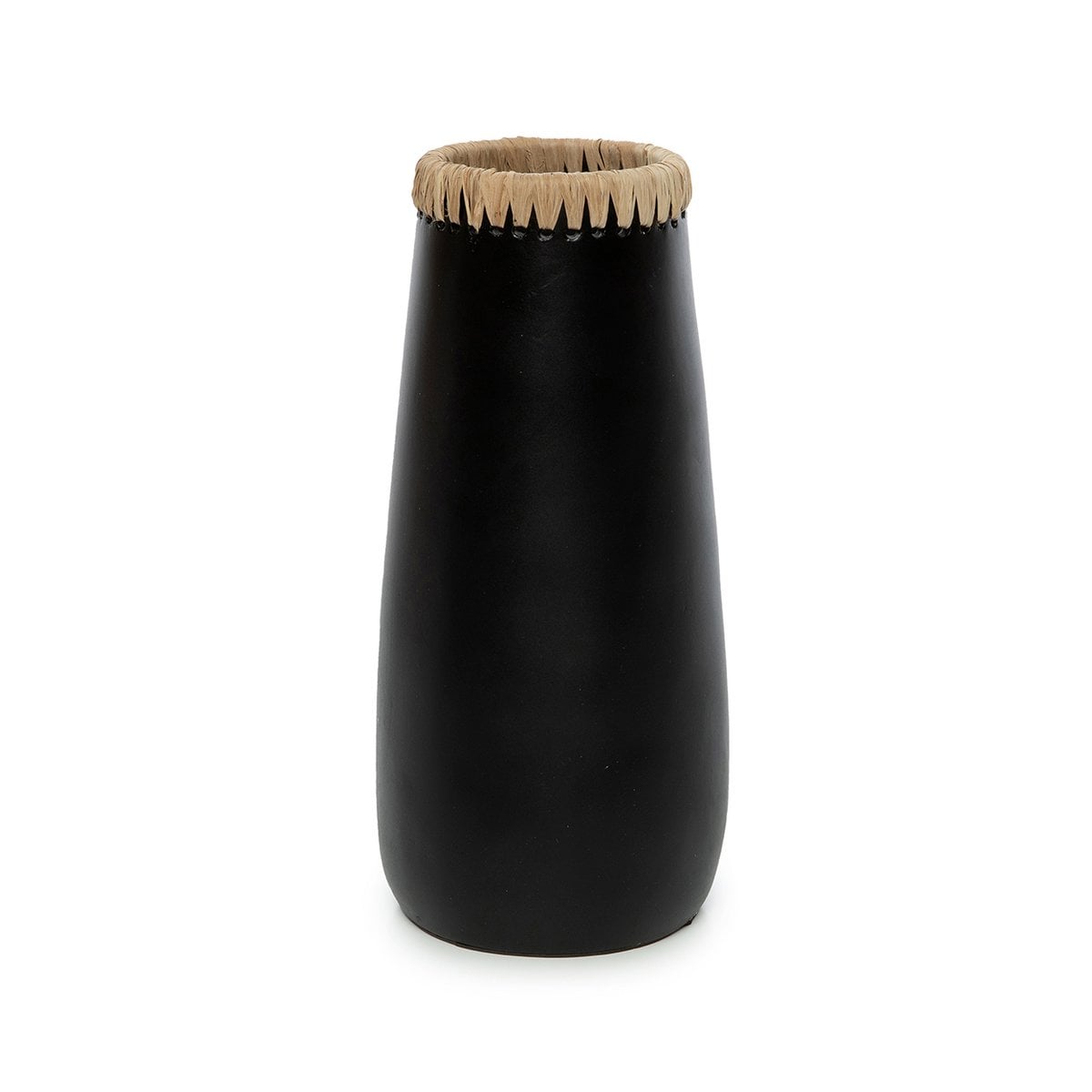Schmale Terrakotta-Vase mit Raffia-Detail | VIA X SELECTION