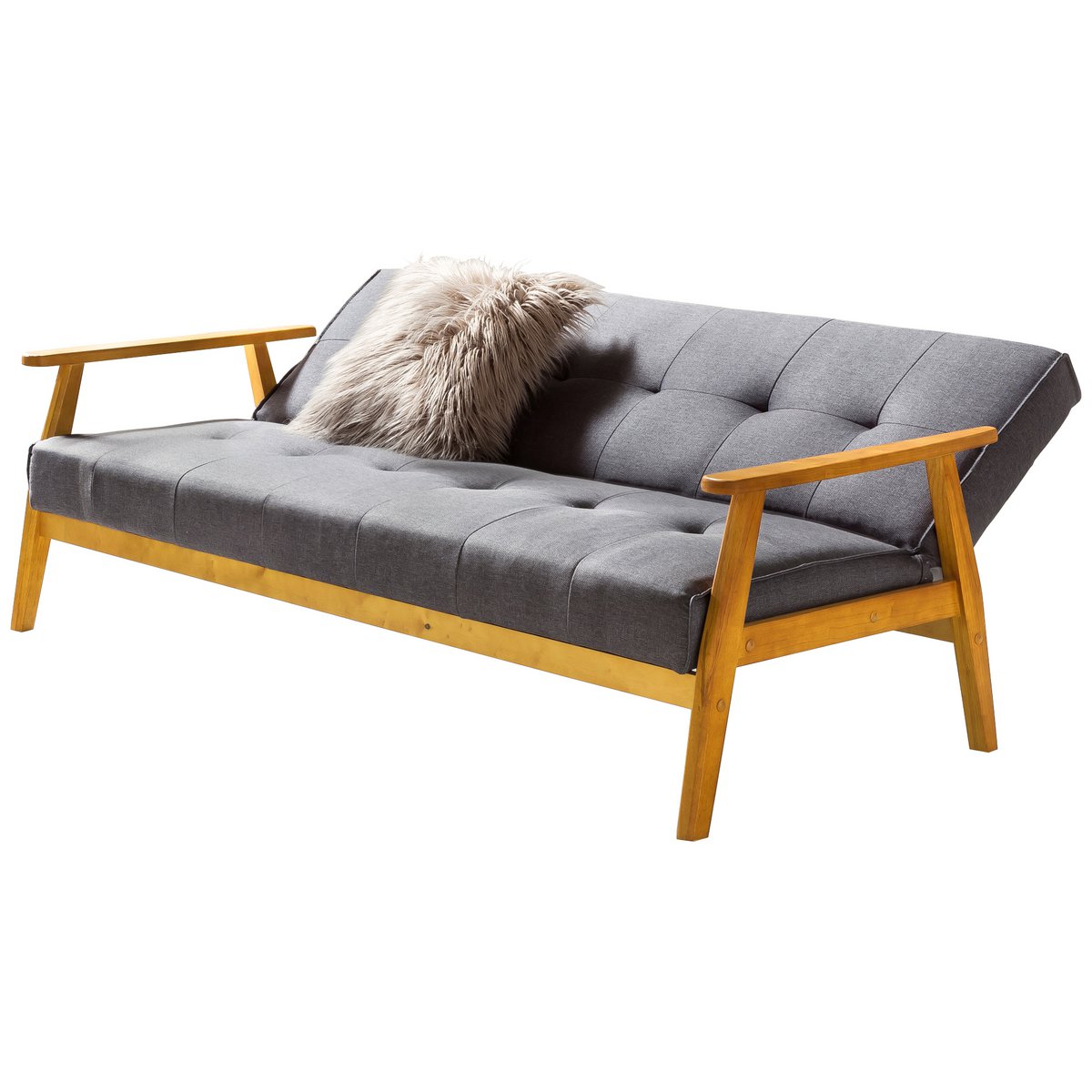 Schlafsofa in dunkelgrauem Webstoff mit Holzgestell | VIA X SELECTION