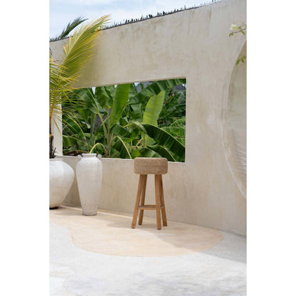 Barhocker aus Raffia und Teakholz in Natur | VIA X SELECTION