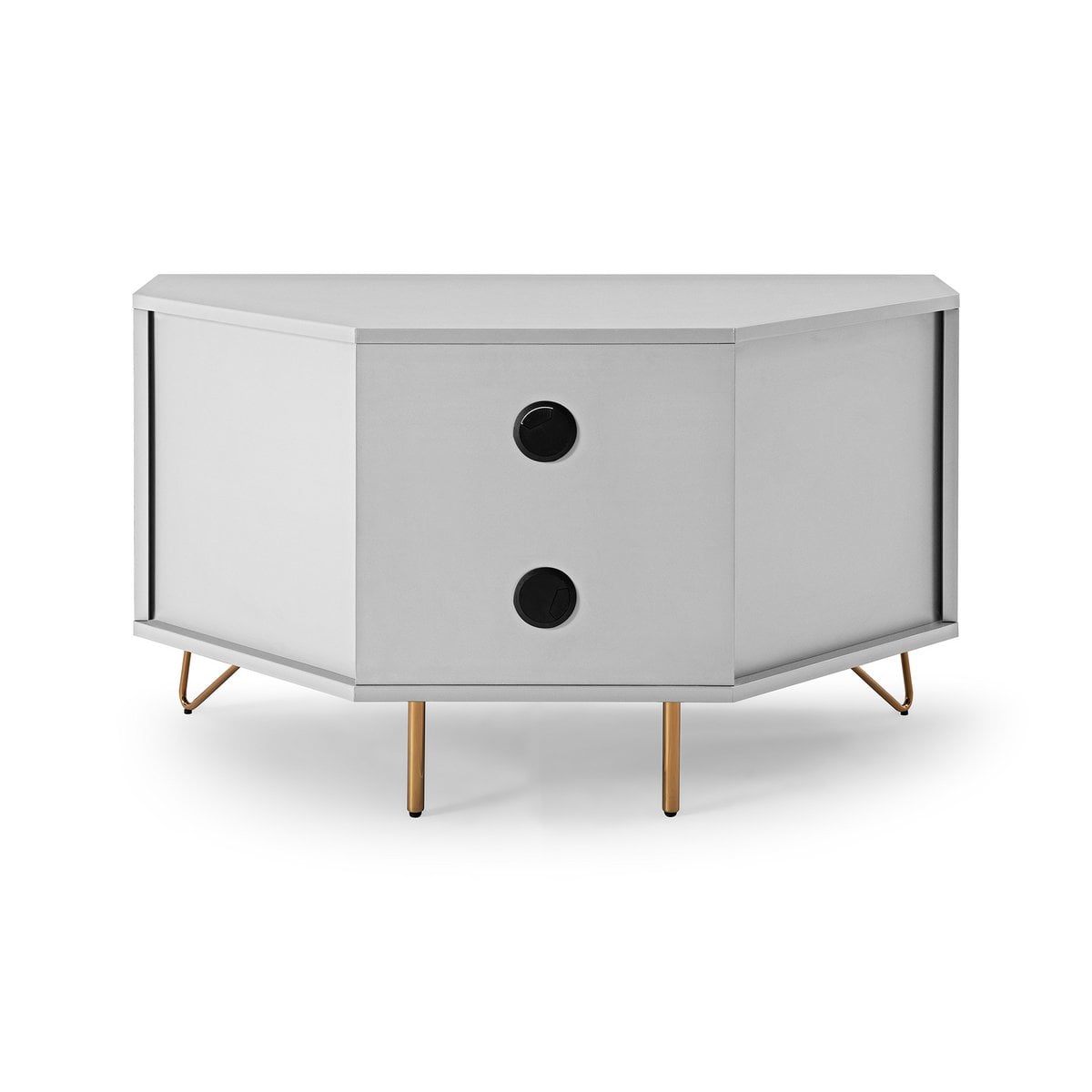 TV-Ecklowboard in Weiß mit goldfarbenen Metallbeinen, 100 × 50 × 58 cm | VIA X SELECTION