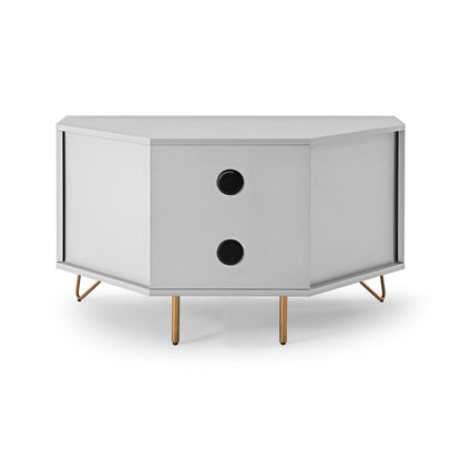 TV-Ecklowboard in Weiß mit goldfarbenen Metallbeinen, 100 × 50 × 58 cm | VIA X SELECTION