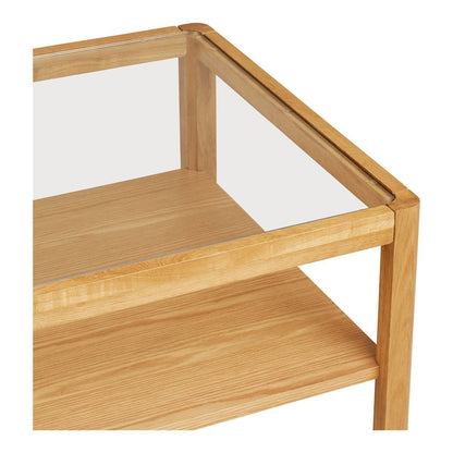 Couchtisch aus Eichenfurnier mit Glasplatte, 110 × 60 × 45 cm | VIA X SELECTION
