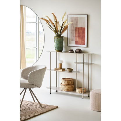 Sandfarbenes Metallregal, 31 × 118 × 97 cm | VIA X SELECTION
