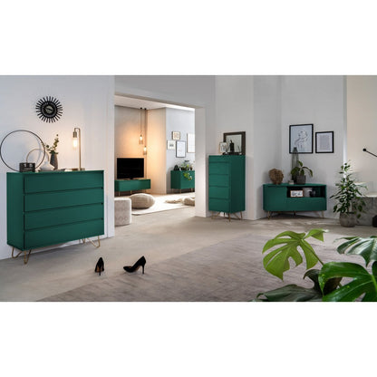 Hochkommode grün mit Spiegelklappe, 40 × 45 × 110 cm | VIA X SELECTION