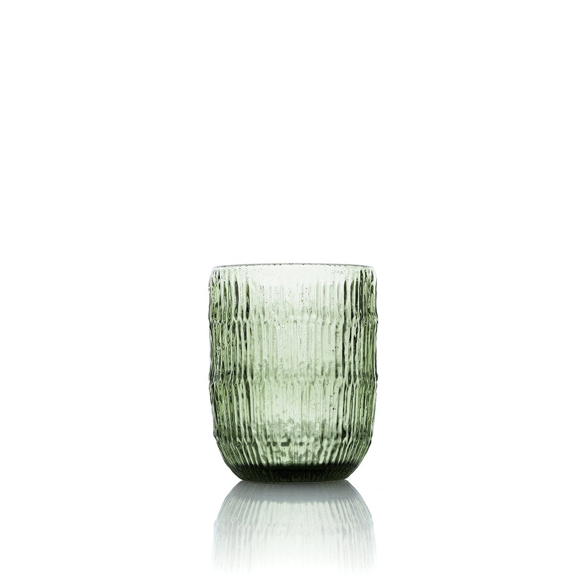 Wasserglas aus grünem Rippglas 10 cm | VIA X SELECTION