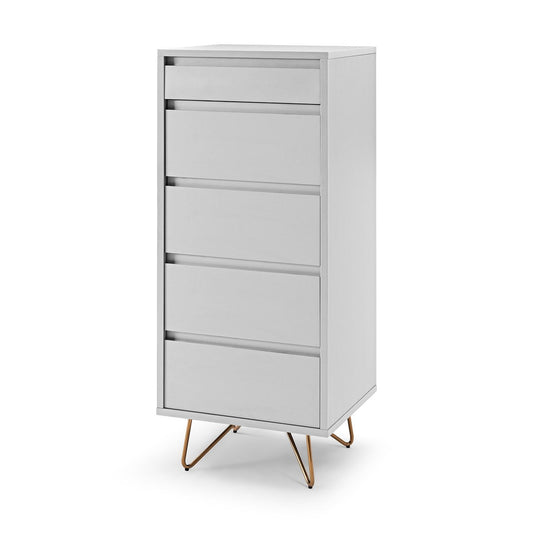 Hochkommode weiß mit Spiegelklappe, 40 × 45 × 110 cm | VIA X SELECTION