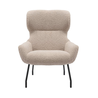 Sessel mit Hocker in Teddyfell-Optik in Taupe | VIA X SELECTION
