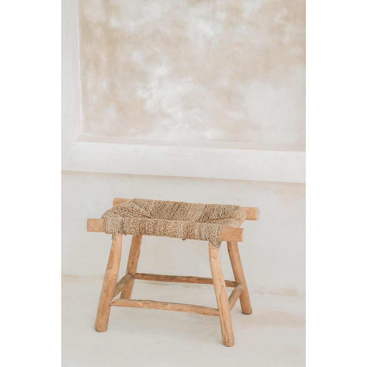 Hocker aus Seegras natur mit rechteckiger Form | VIA X SELECTION