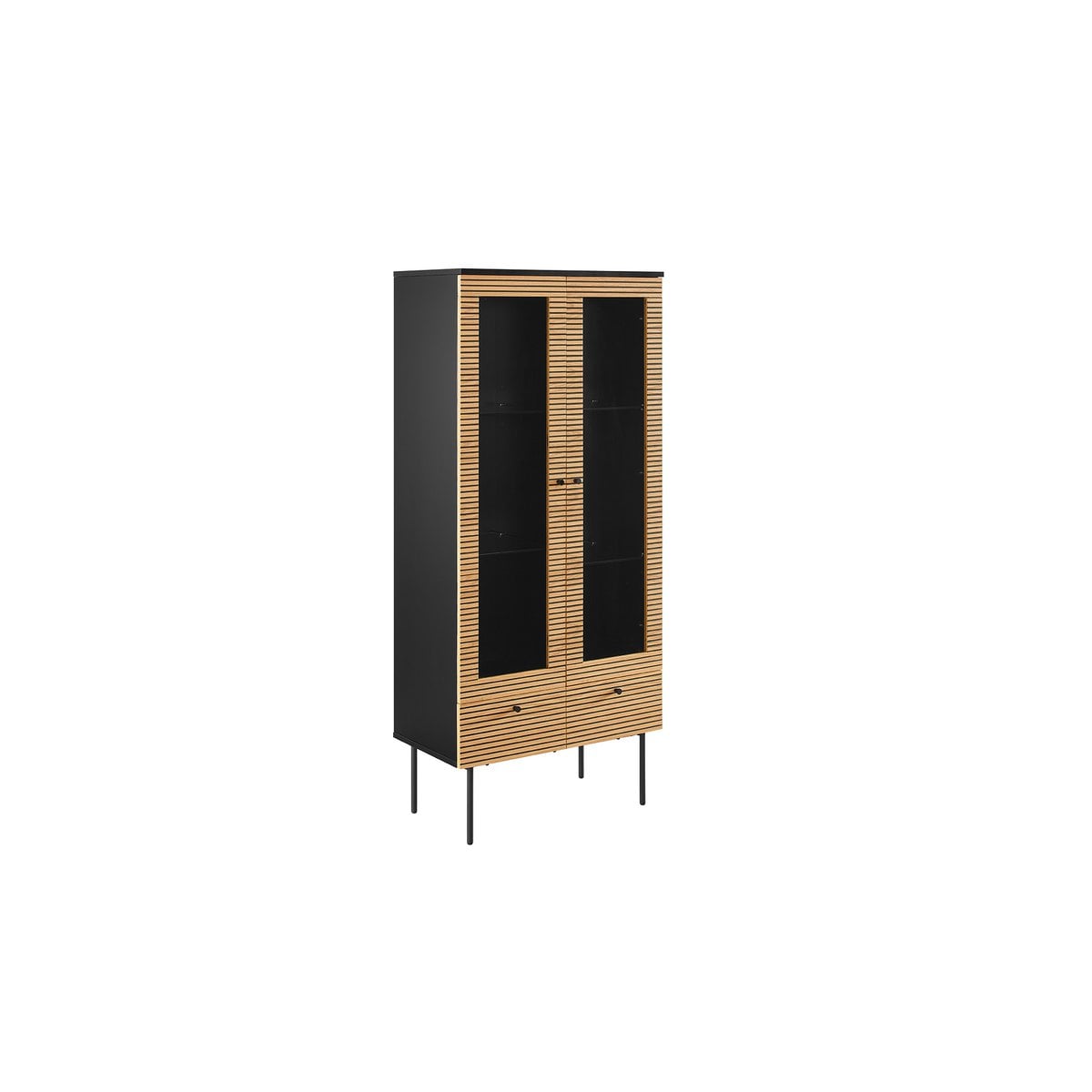 Vitrine mit Eichenfront, 43 × 79 × 179 cm | VIA X SELECTION