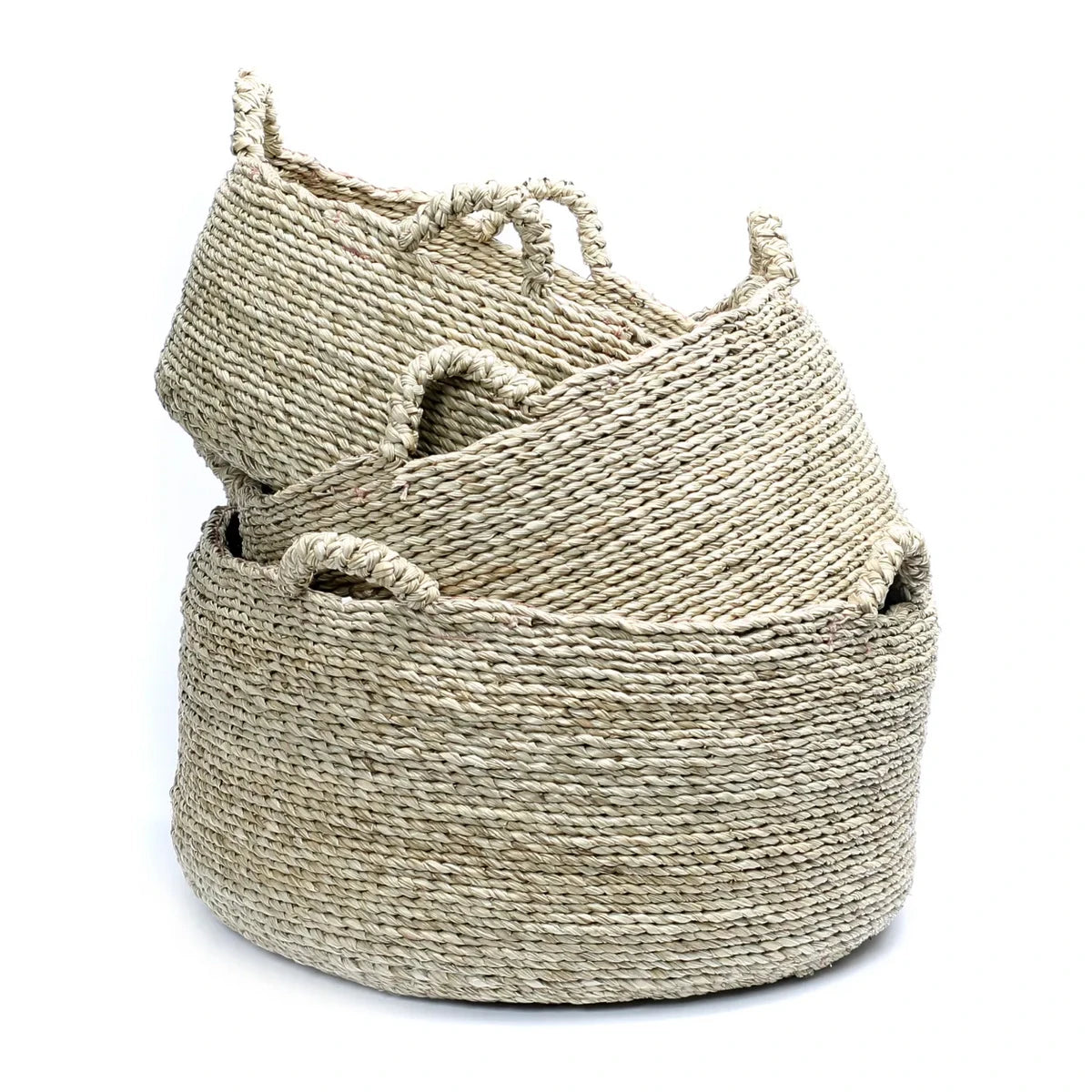 Korb aus Seegras natur mit vier Henkeln, 60 × 60 × 30 cm | VIA X SELECTION