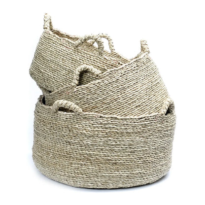 Korb aus Seegras natur mit vier Henkeln, 60 × 60 × 30 cm | VIA X SELECTION