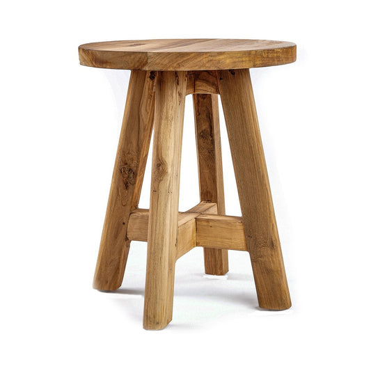 Hocker aus Teakholz natur mit runder Sitzfläche | VIA X SELECTION