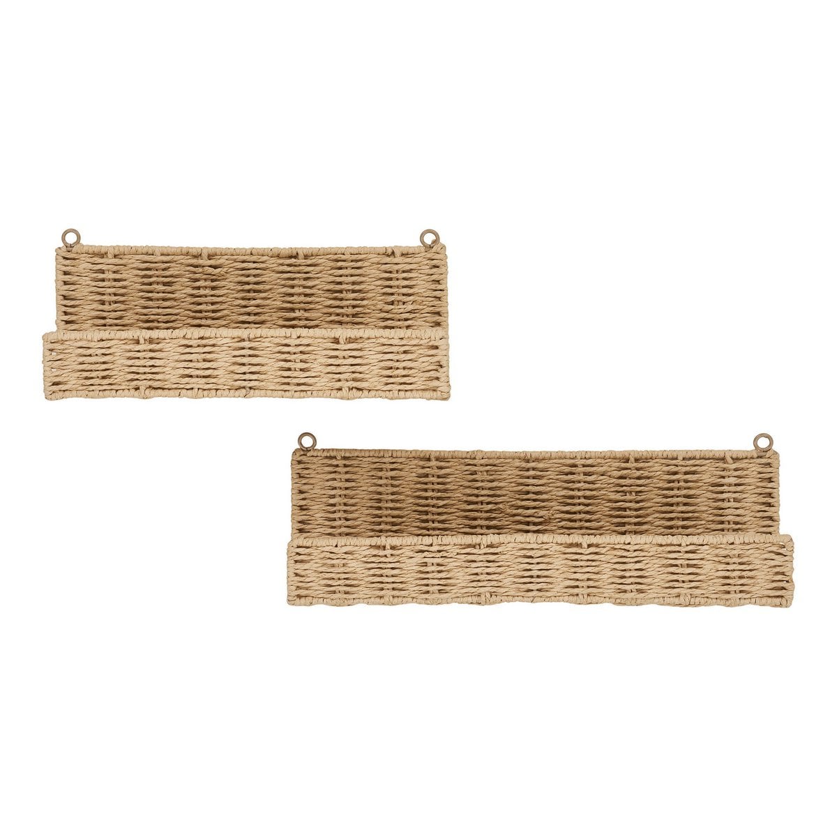 Wandregal 2er-Set aus Papier und Rattan natur 32/40 × 10 × 10,5 cm | VIA X SELECTION
