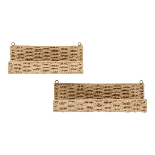 Wandregal 2er-Set aus Papier und Rattan natur 32/40 × 10 × 10,5 cm | VIA X SELECTION