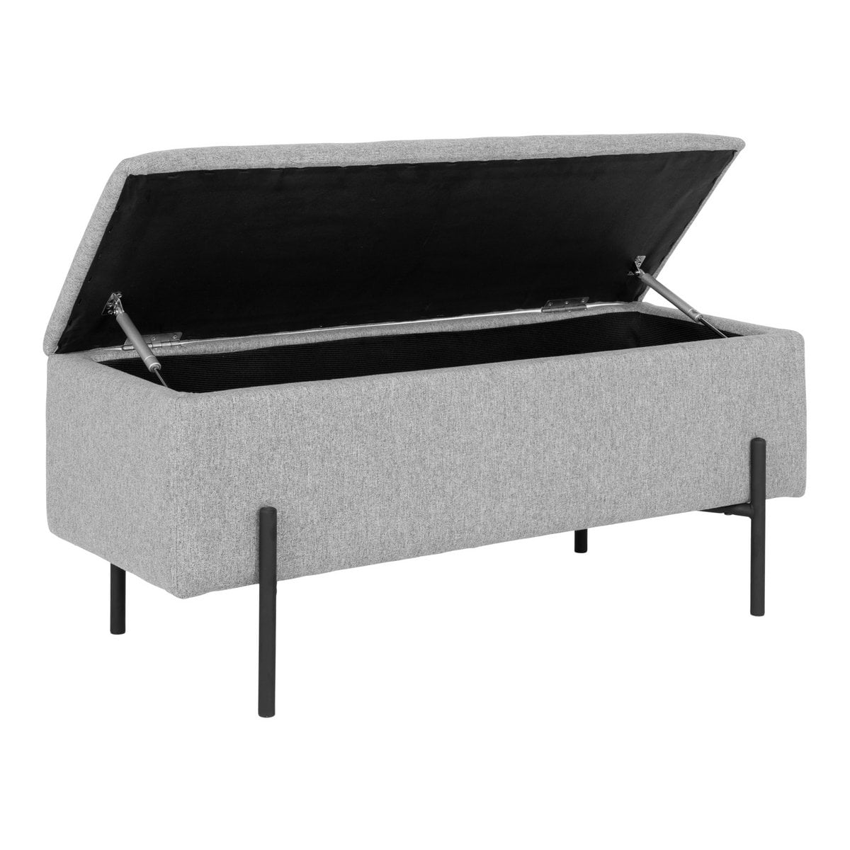 Sitzbank aus Stoff hellgrau 95 cm mit Stauraum | VIA X SELECTION