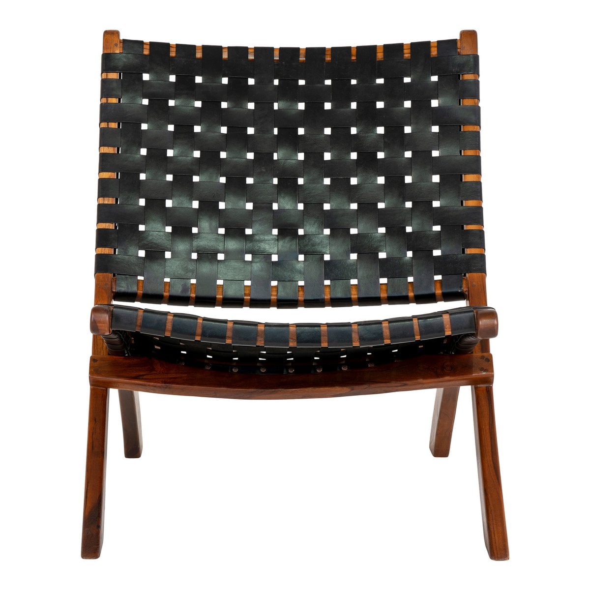 Klappstuhl aus Teakholz und schwarzem Leder | VIA X SELECTION